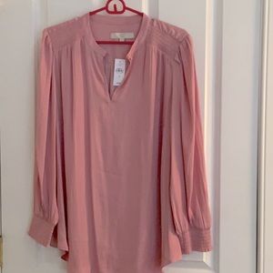 Light Pink Loft Plus Long Sleeve Blouse